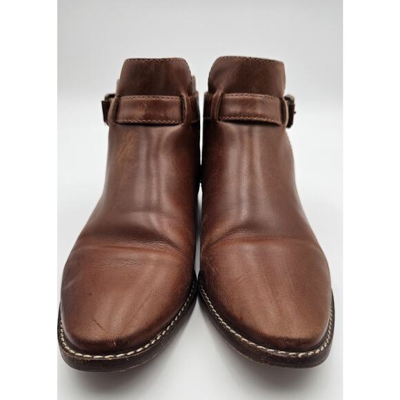 Madewell The Hollis English Saddle Brown Leather Ankle Boots F5108 Size 7 - Picture 4 of 13